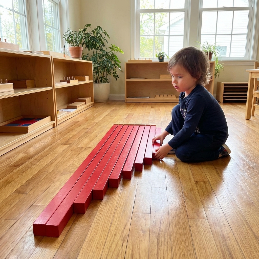 Les Barres Rouges Montessori : Apprendre les Dimensions par la Manipulation